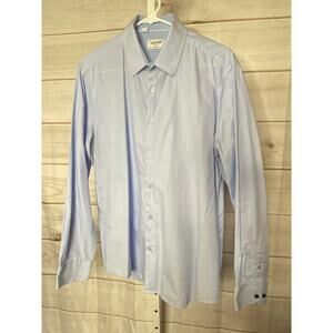 Duchamp Men's Size 16 1/2 Large Blue White Tailored Fit Dress Shirt Cotton